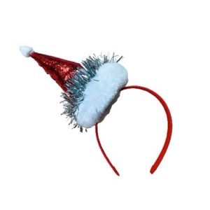 Unbranded Red White & Silver Christmas Santa Hat Headband Girls OS
